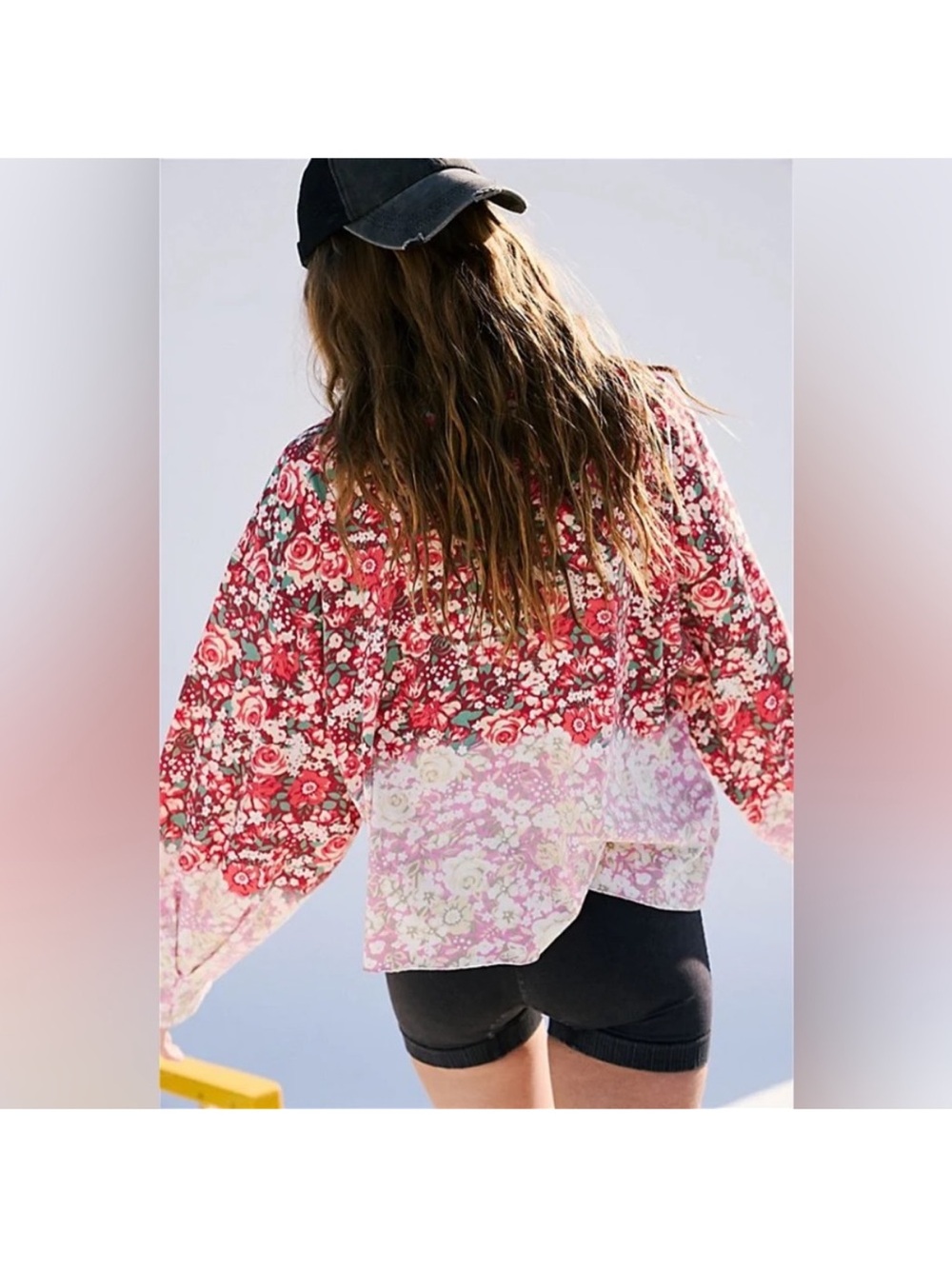 Free People MOVEMENT Inspire Floral Printed Layer Faded Poppy‎ Red Size Small - Picture 3 of 11
